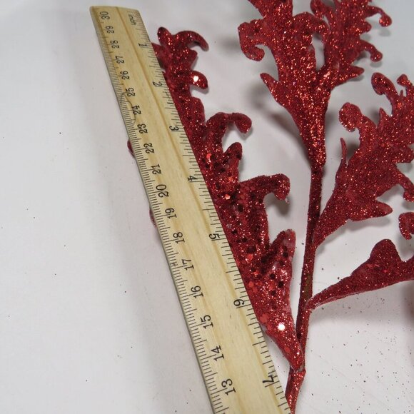 Flourishes (3) Faux Floral Picks glittered double sided) floral filler TRUE RED - Picture 4 of 6